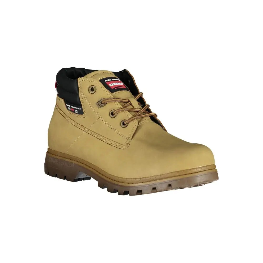 Carrera beige lace-up boots with contrast details and rugged sole
