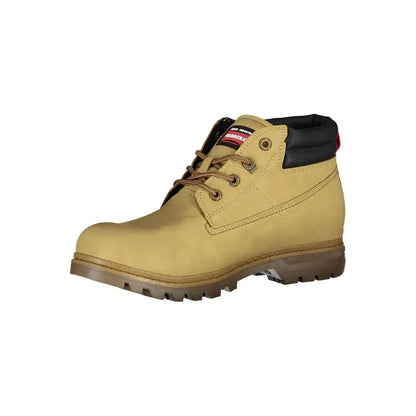 Carrera beige boots with contrast details, tan leather and black collar
