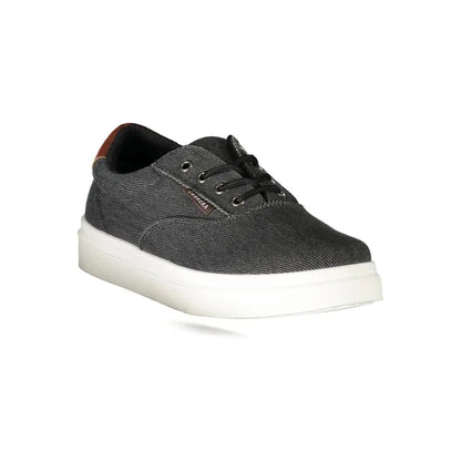 Mørkegrå denim sneaker med sorte snører og hvid gummisål i Carrera Black Polyester