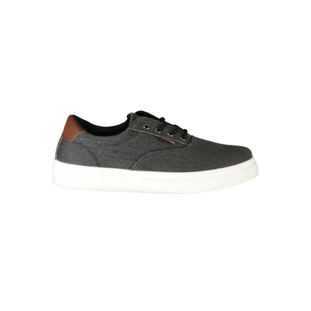 Carrera black polyester sneakers in dark gray canvas with brown leather heel tab