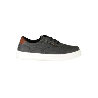 Carrera black polyester sneakers in dark gray canvas with brown leather heel tab