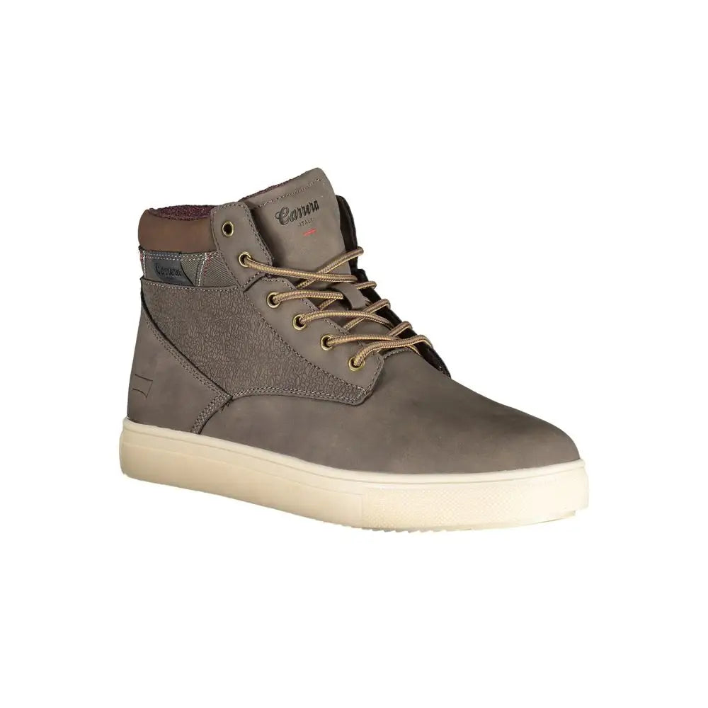 Carrera Chic brune grå suede højtop sneaker med tan snører og creme gummisål