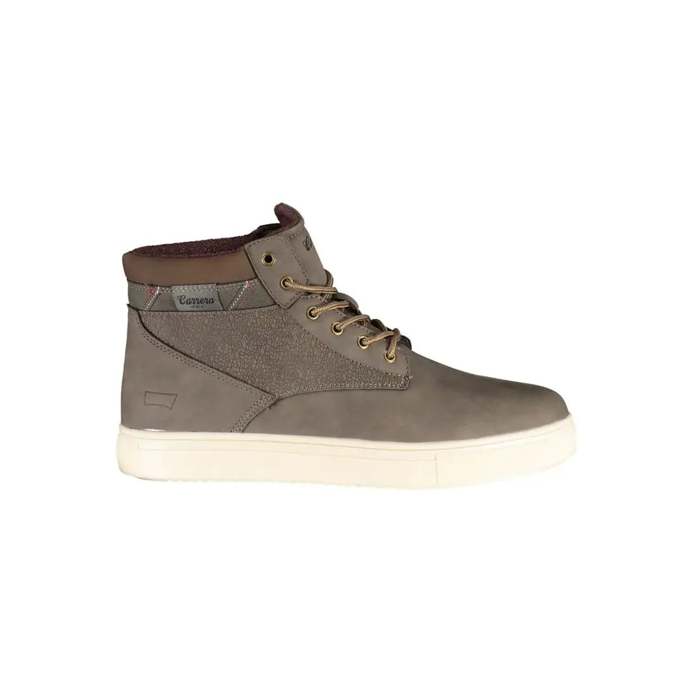 Carrera Chic brune grå suede højtop sneaker med tan snører og hvid gummisål