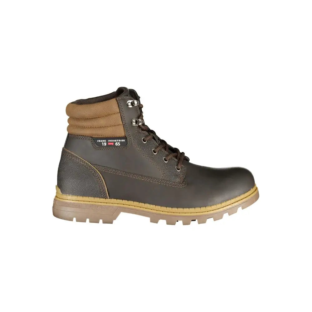 Carrera Elegant Brown boots with contrast details in dark gray leather