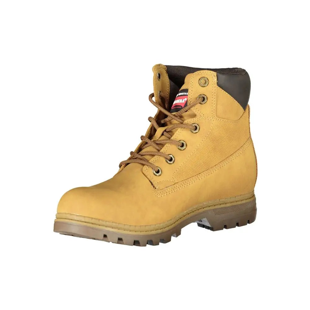 Carrera vibrant yellow lace-up boot med logo og tan læderdetaljer