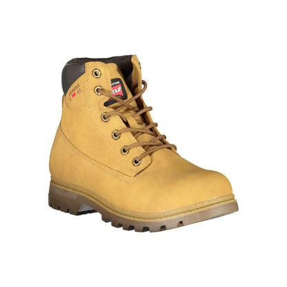 Carrera vibrant yellow lace-up boots med logo og tan læder