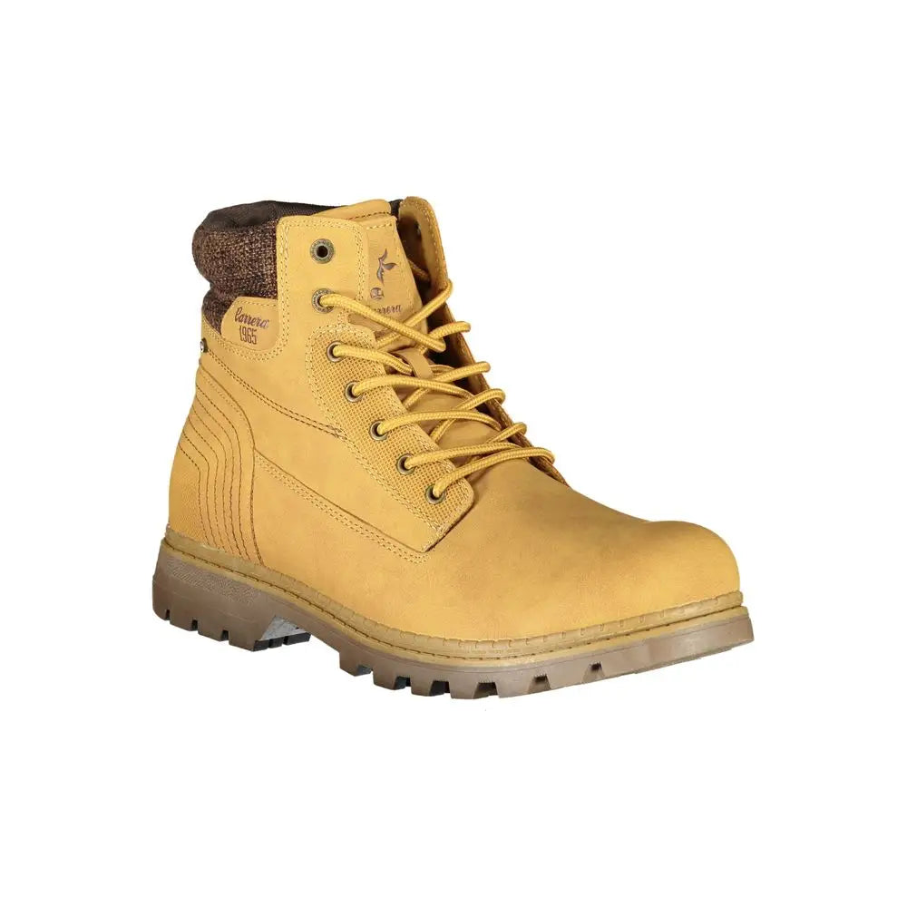 Tan Carrera Yellow polyester boot med gule snørebånd og robust gummisål