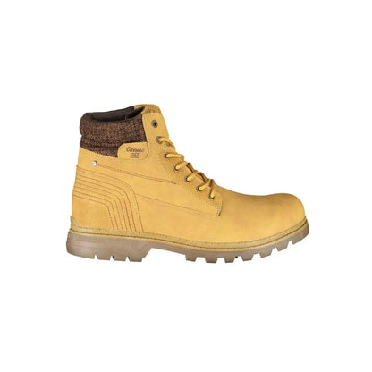 Carrera Yellow Polyester Boot med tan læder og brun krave