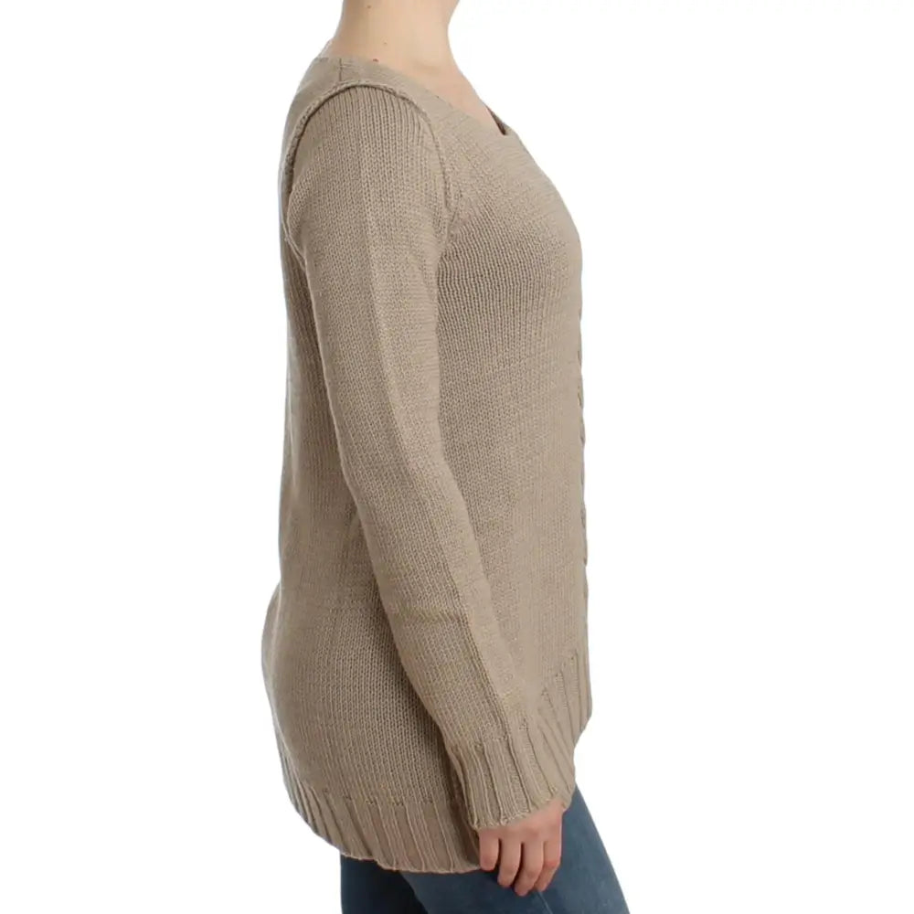 Cavalli Beige knitted wool sweater
