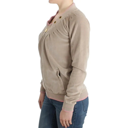 Cavalli Beige velvet zipup sweater