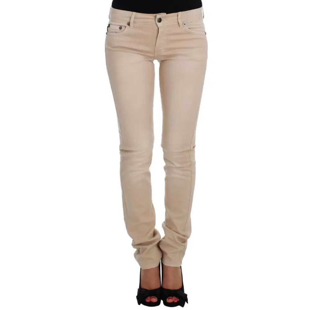 Cavalli Beige Wash Slim Fit Cotton Stretch Jeans