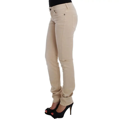Cavalli Beige Wash Slim Fit Cotton Stretch Jeans