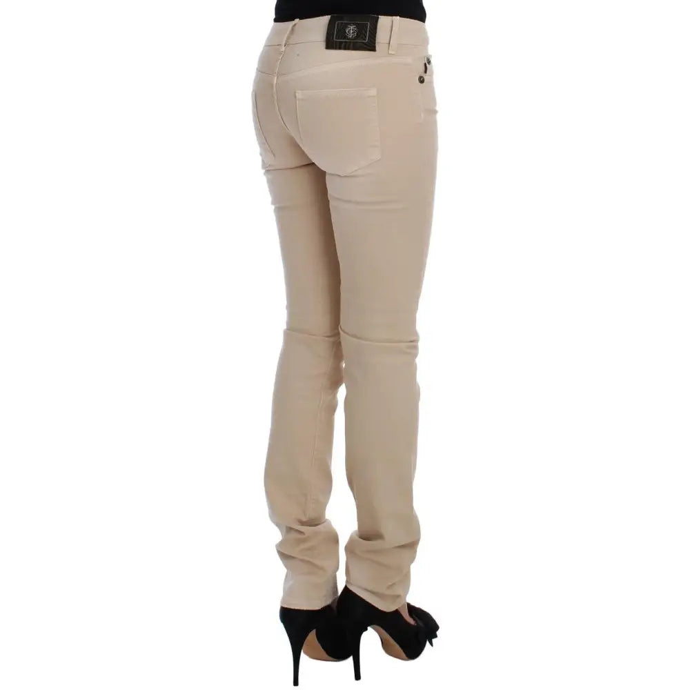 Cavalli Beige Wash Slim Fit Cotton Stretch Jeans