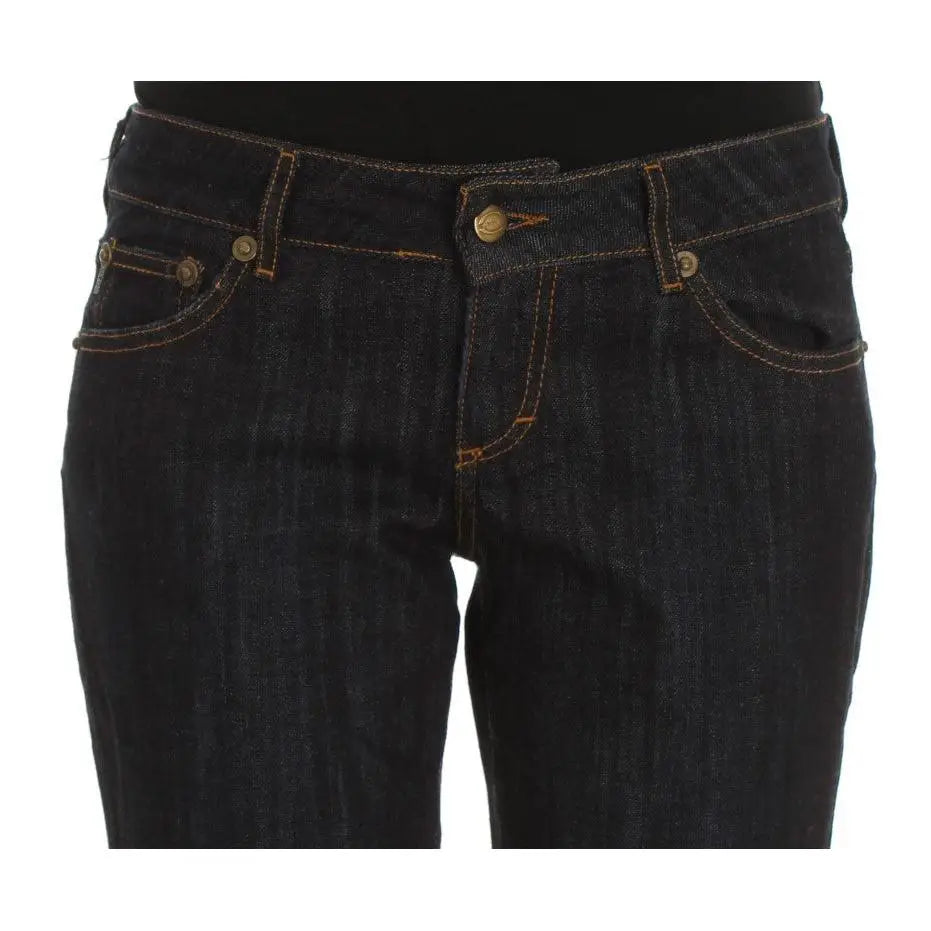 Cavalli Blue Cotton Straight Fit Stretch Jeans