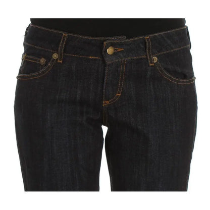 Cavalli Blue Cotton Straight Fit Stretch Jeans