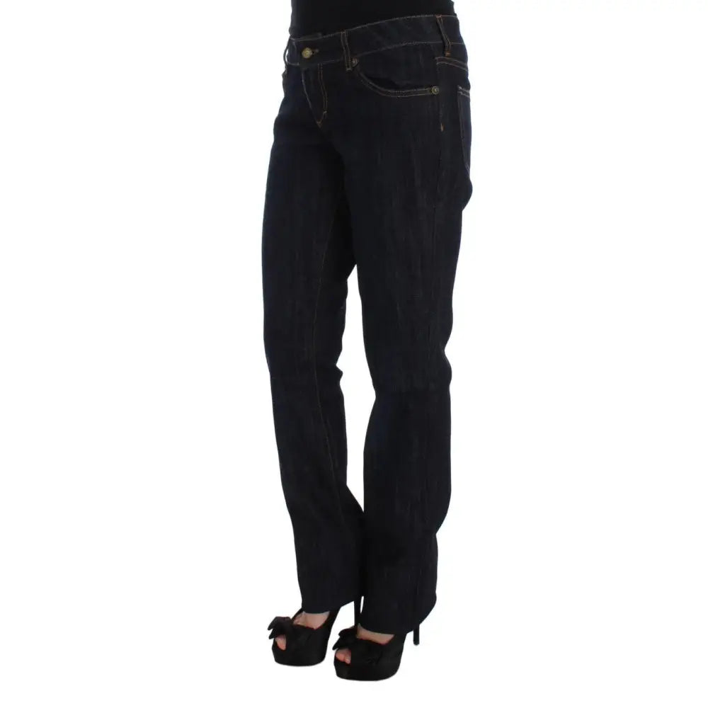 Cavalli Blue Cotton Straight Fit Stretch Jeans