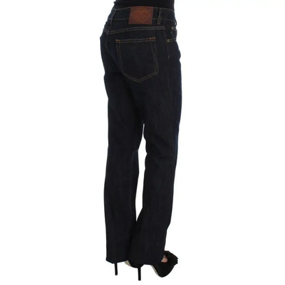 Cavalli Blue Cotton Straight Fit Stretch Jeans