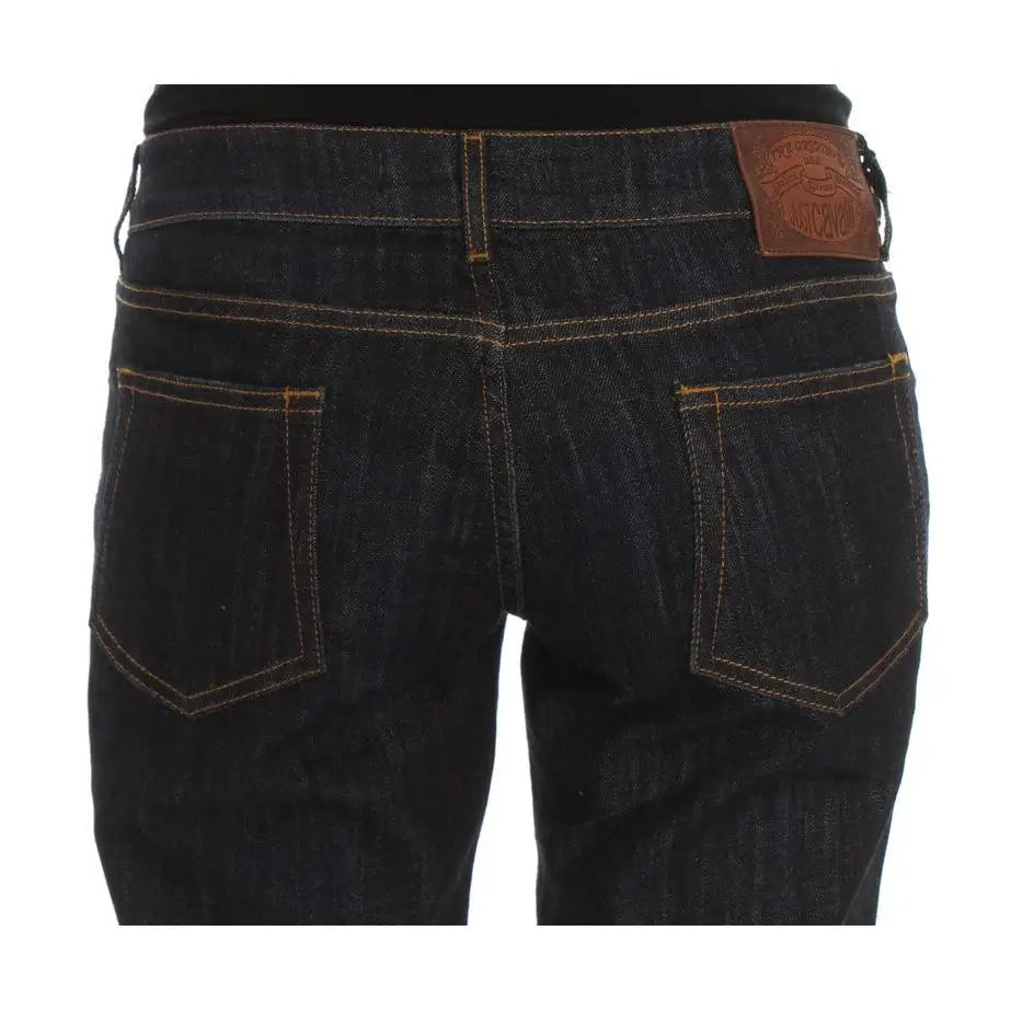 Cavalli Blue Cotton Straight Fit Stretch Jeans