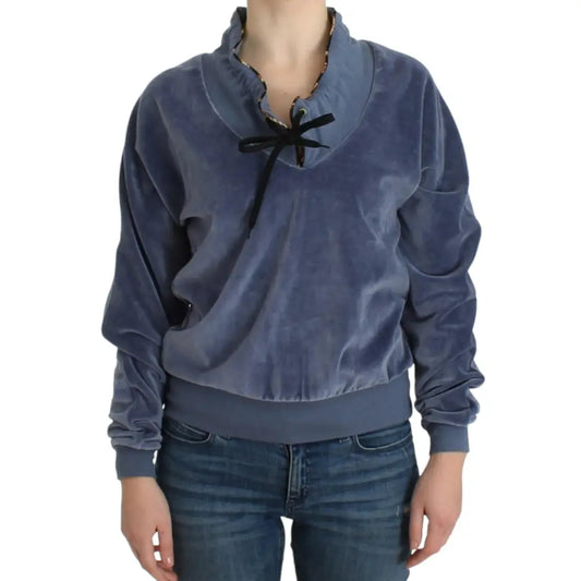 Cavalli Blue velvet cotton sweater