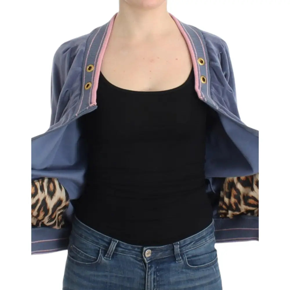 Cavalli Blue velvet zipup sweater