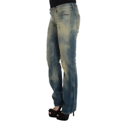 Cavalli Blue Wash Cotton Slim Fit Bootcut Jeans