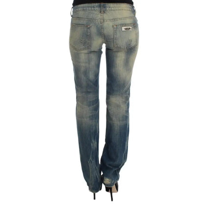 Cavalli Blue Wash Cotton Slim Fit Bootcut Jeans