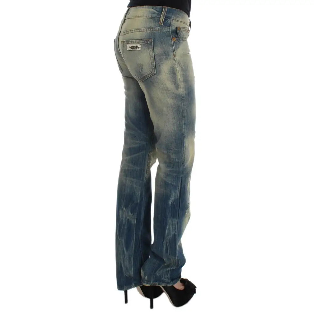 Cavalli Blue Wash Cotton Slim Fit Bootcut Jeans