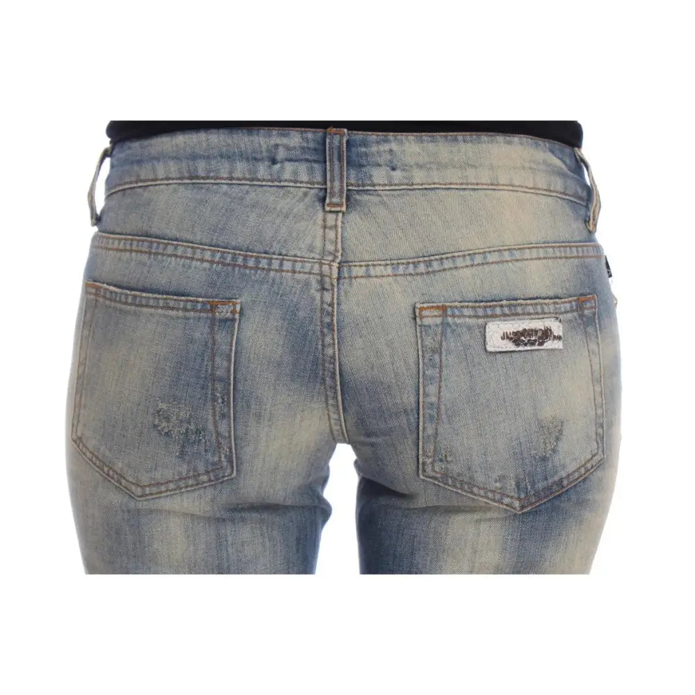 Cavalli Blue Wash Cotton Slim Fit Bootcut Jeans