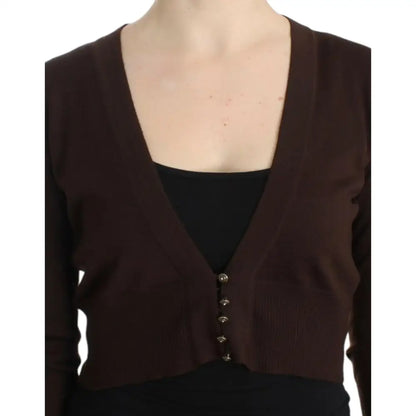 Cavalli Brown cropped wool cardigan
