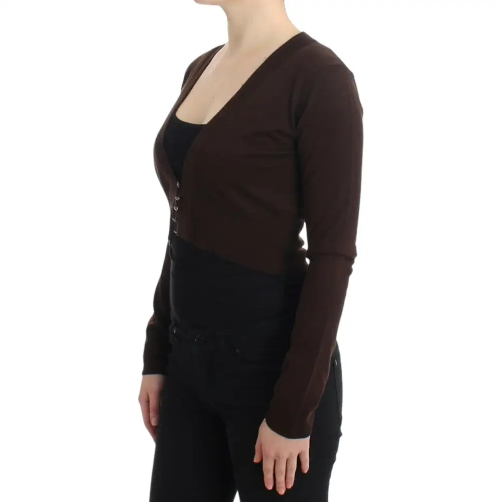 Cavalli Brown cropped wool cardigan