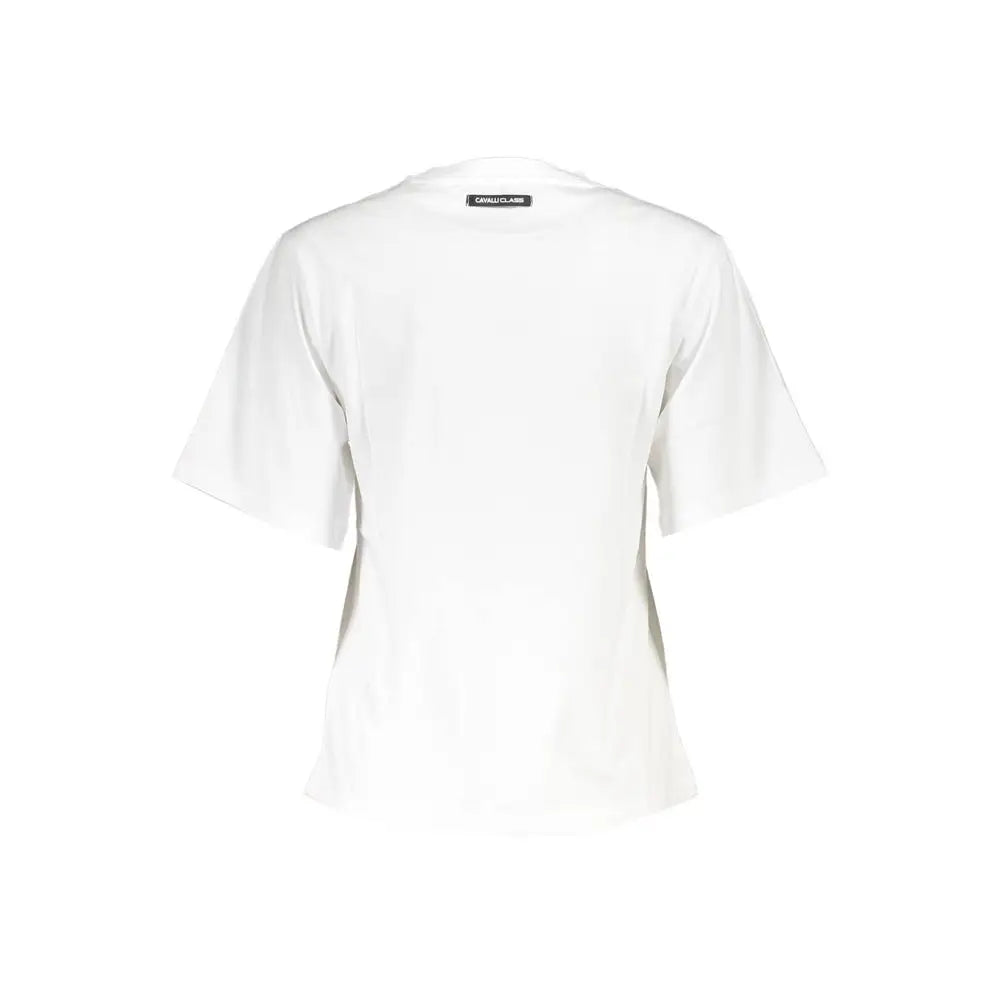 Hvid Cavalli Class Bianco bomuldst-shirt, 100% originale brands fra outlet mærkevarer