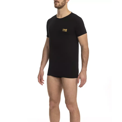 Cavalli Class Black Cotton Men T-Shirt - T-shirts