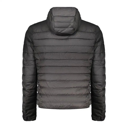 Mørk grå quiltet pufferjakke med hætte fra Cavalli Class Black polyester