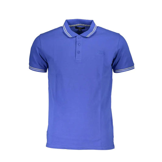Cavalli Class Blue Cotton Men Polo Shirt - Polo Shirts