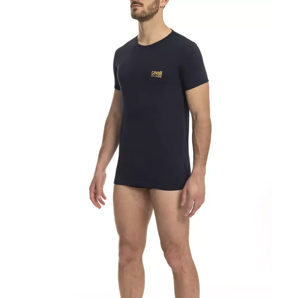 Cavalli Class Blue Cotton Men T-Shirt - T-shirts