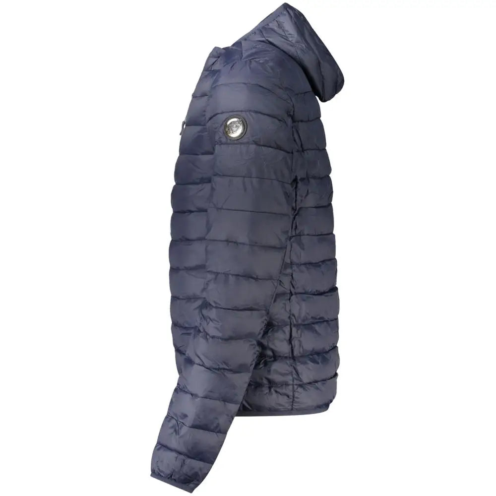 Cavalli Class Blue polyester mænds jakke med dragt, hætte og logo