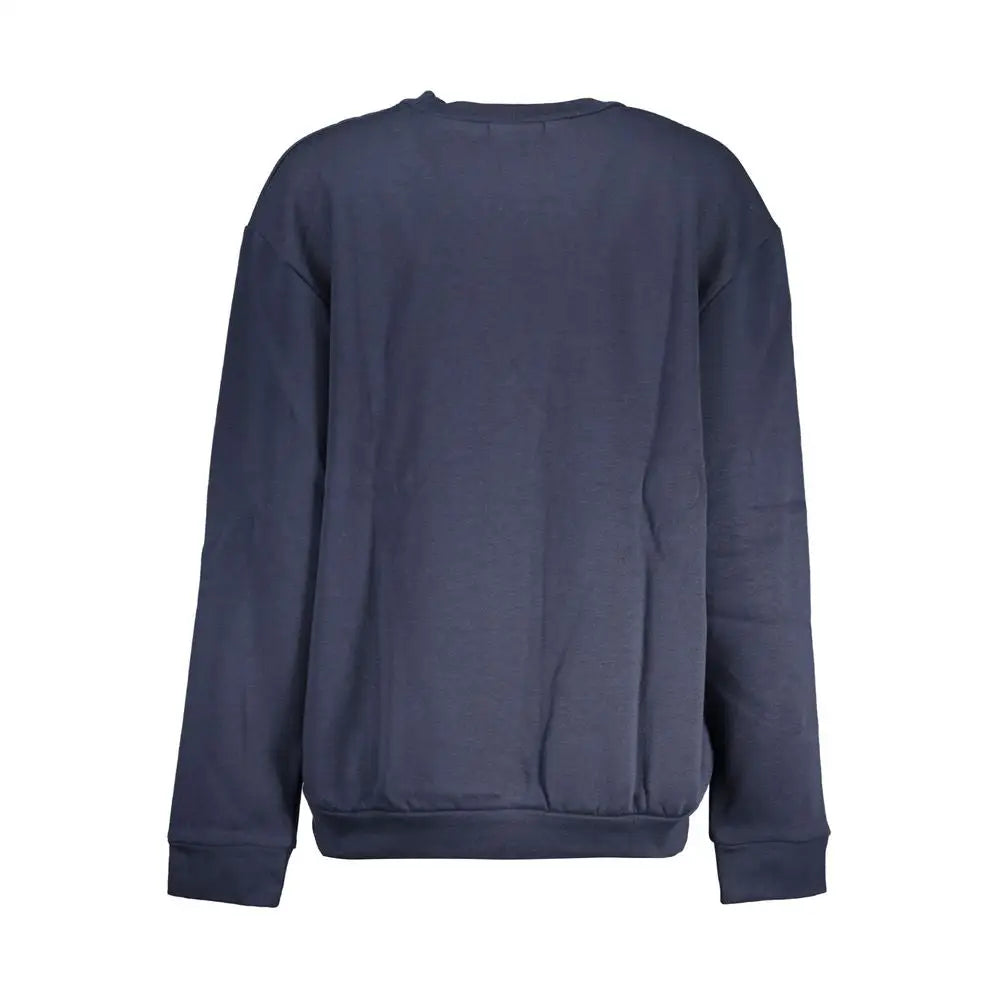 Cavalli Class Elegant blå fleece crewneck sweatshirt i navy bomuld med ribkant