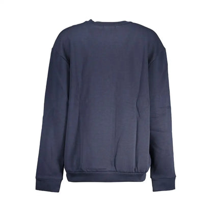 Cavalli Class Elegant blå fleece crewneck sweatshirt i navy bomuld med ribkant