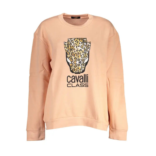 Cavalli Class Elegant Pink Fleece Crew Neck Sweater - Sweaters