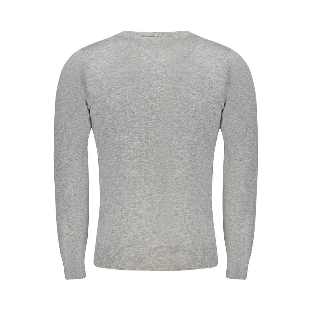 Cavalli class grå viskose herresweater i lys grå med lange ærmer og ribkant