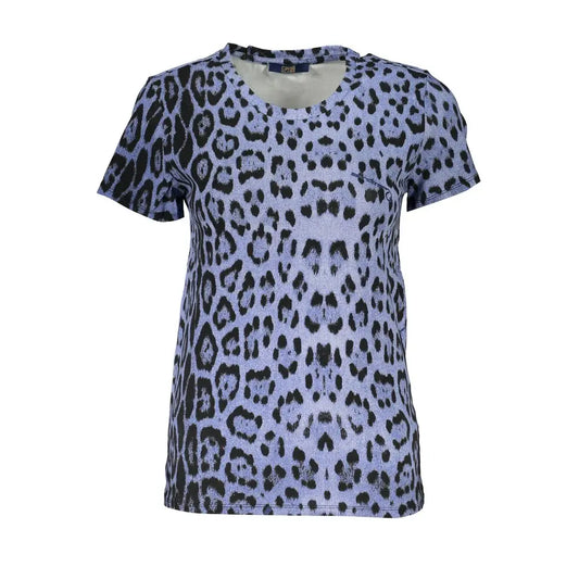 Cavalli Class Light Blue kvindetop med leopardprint i sort og lys lilla