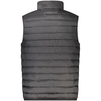 Mørk grå quiltet puffer vest med høj krave i Cavalli Class Nero polyester