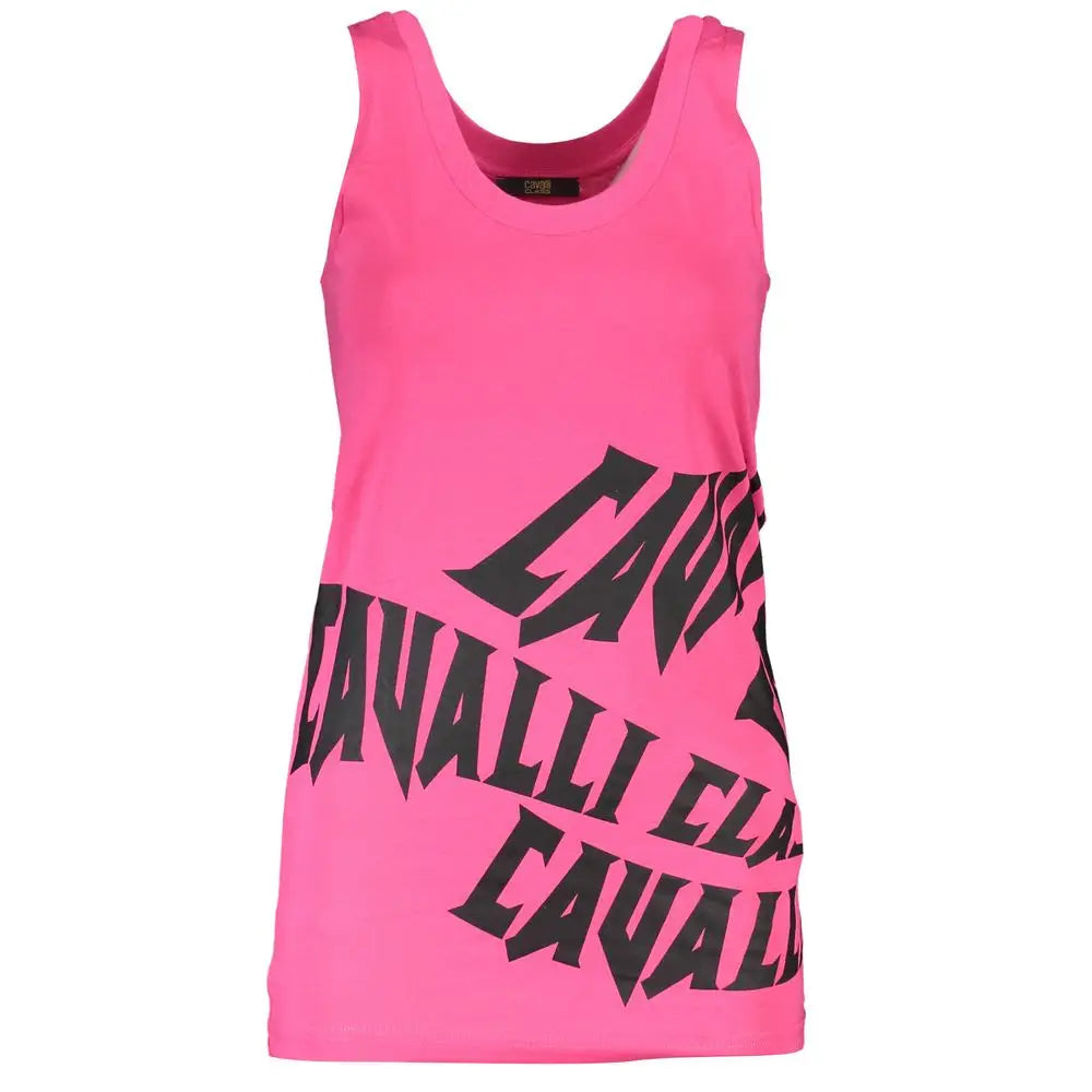 Cavalli Class Pink Cotton Tank Top - T-shirts