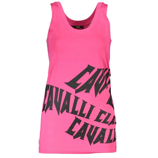 Cavalli Class Pink Cotton Tank Top - T-shirts