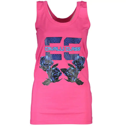 Cavalli Class Pink Cotton Tank Top - T-shirts