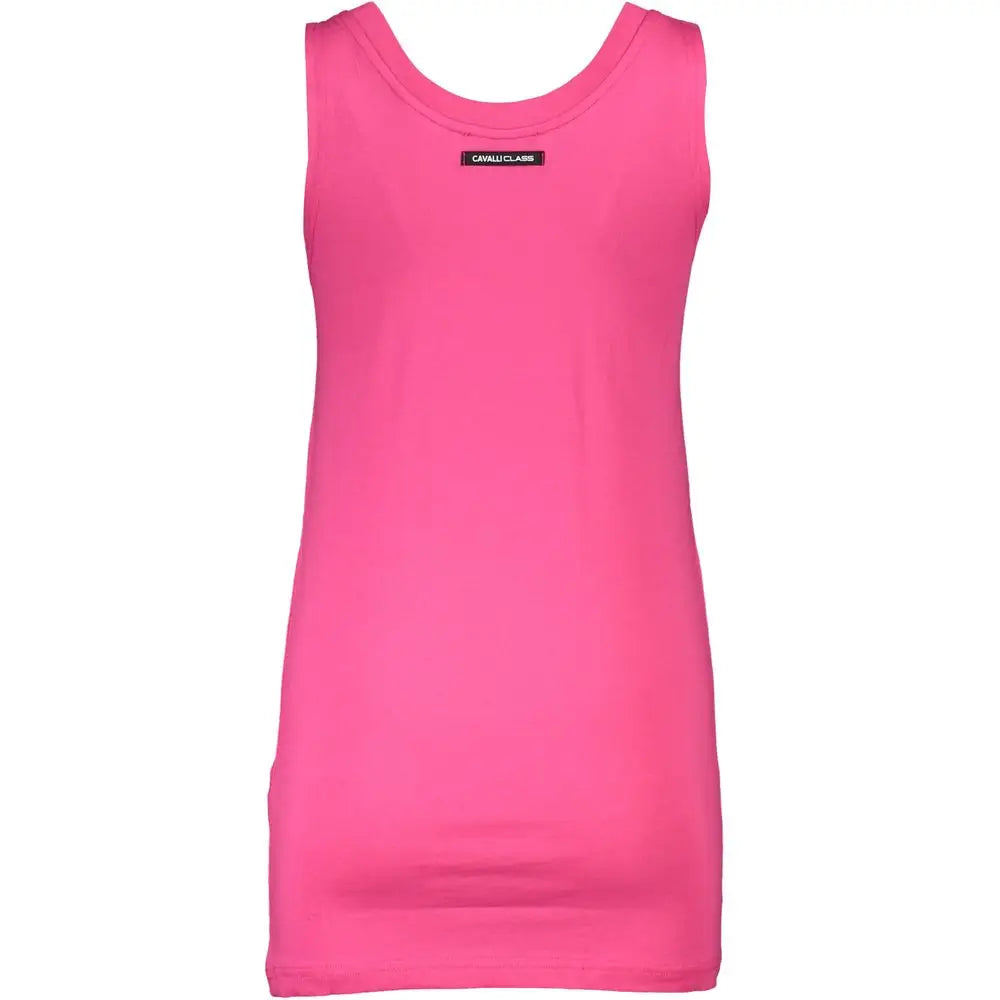 Cavalli Class Pink Cotton Tank Top - T-shirts
