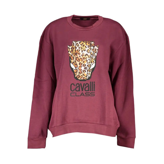 Cavalli Class lilla bomuldssweater med leopardprint