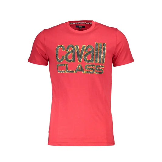 Cavalli Class Rosso Cotton Mens T-Shirt - XL