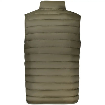 Cavalli class verde polyester olive green quilted puffer vest med høj krave