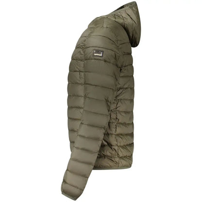 Cavalli Class Verde olive green quilted hooded puffer jacket